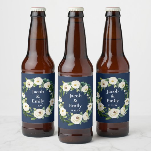 Étiquette Pour Bouteilles De Bière Marine Blue Greenery Noms personnalisés Date Maria (Bouteilles)