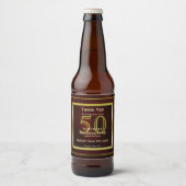 Étiquette Pour Bouteilles De Bière Masculine Double Gold Frame 50e anniversaire (Devant)
