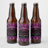 Étiquette Pour Bouteilles De Bière Masquerade Party, rose et violet (Bouteilles)