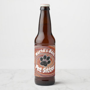 Étiquette Pour Bouteilles De Bière Meilleur Animaux de compagnie Sitter Empreinte de
