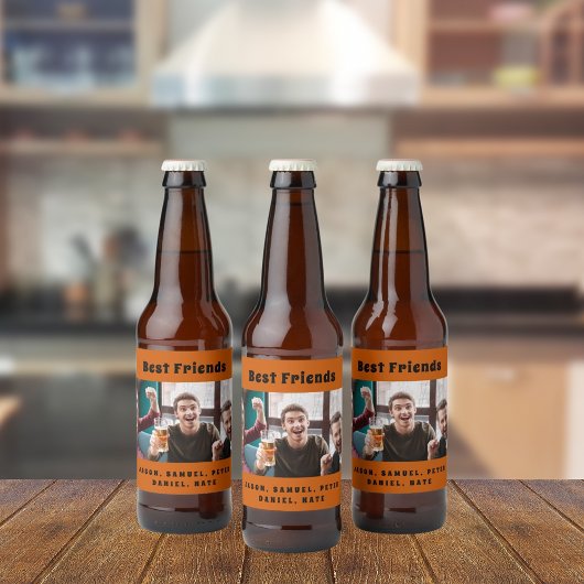 Étiquette Pour Bouteilles De Bière Meilleurs amis hommes gars fête photo amusant oran
