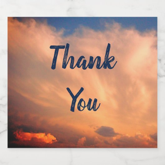 Étiquette Pour Bouteilles De Bière Merci bleu ciel rose nuages Appréciation (Étiquettes simples)