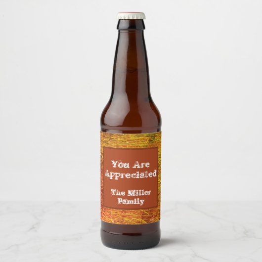 Étiquette Pour Bouteilles De Bière Merci Orange couleurs d'automne Appréciation (Devant)
