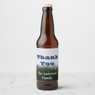 Étiquette Pour Bouteilles De Bière Merci peint vert Herbe et le ciel Appréciation