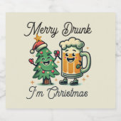Étiquette Pour Bouteilles De Bière Merry Drunk Funny Christmas (Étiquettes simples)