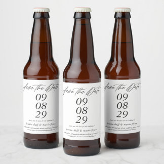 Étiquette Pour Bouteilles De Bière Minimaliste Enregistrez la date