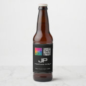 Étiquette Pour Bouteilles De Bière Modèle de monogramme de code QR de logo profession (Devant)