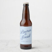 Étiquette Pour Bouteilles De Bière Modern Minimal Minimalist Blue Wedding (Devant)