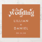 Étiquette Pour Bouteilles De Bière Moderne Retro Orange et Mariage de crème (Étiquettes simples)