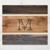 Étiquette Pour Bouteilles De Bière Monogramme à bande de ton en bois rustique (Étiquettes simples)