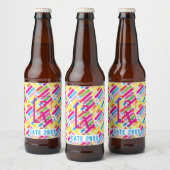 Étiquette Pour Bouteilles De Bière Monogramme Arc-en-ciel lignes diagonales Motif Pop (Bouteilles)