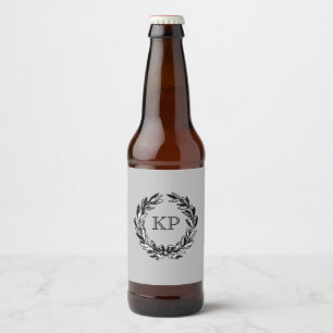 Étiquette Pour Bouteilles De Bière Monogramme Bienvenue Wreath Grey Automne