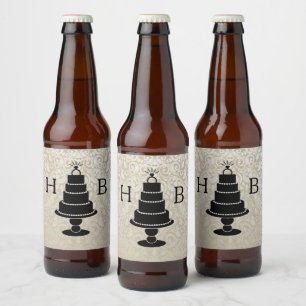 Étiquette Pour Bouteilles De Bière Monogramme de gâteau mariage