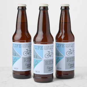 Étiquette Pour Bouteilles De Bière Monogramme et texte personnalisés La vie est un to