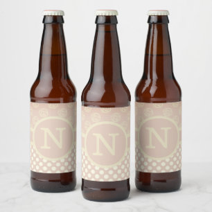 Étiquette Pour Bouteilles De Bière Monogramme personnalisé unique pois et roses