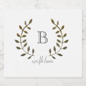 Étiquette Pour Bouteilles De Bière Monogramme Rustique Feuille verte Vine avec Mariag (Étiquettes simples)