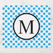 Étiquette Pour Bouteilles De Bière Monogramme simple avec Pois bleus (Étiquettes simples)