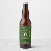 Étiquette Pour Bouteilles De Bière Monogramme vert cadre élégant (Devant)