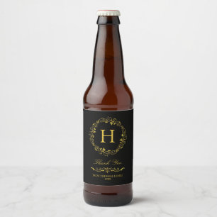 Étiquette Pour Bouteilles De Bière Monogramme vintage d'or