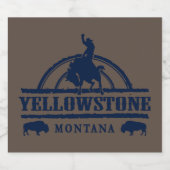 Étiquette Pour Bouteilles De Bière Montana de Yellowstone avec cowboy, cheval, buffle (Étiquettes simples)
