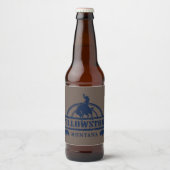 Étiquette Pour Bouteilles De Bière Montana de Yellowstone avec cowboy, cheval, buffle (Devant)