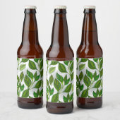 Étiquette Pour Bouteilles De Bière Motif sans couture avec Feuilles de thé vert (Bouteilles)