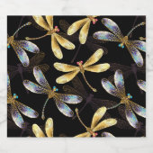 Étiquette Pour Bouteilles De Bière Motif sans couture avec libellules d'or (Étiquettes simples)