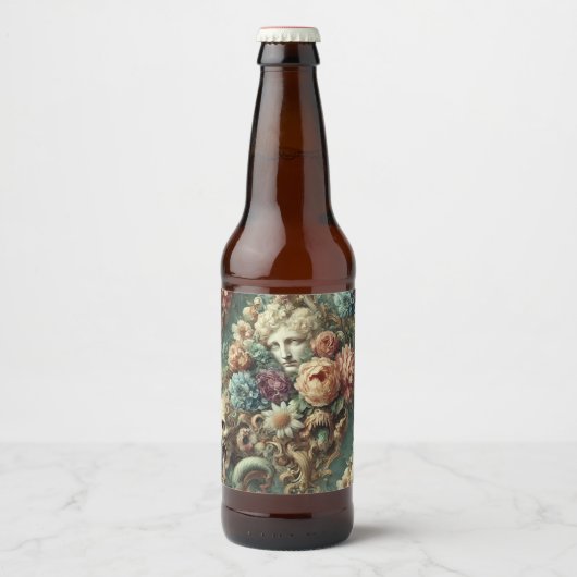 Étiquette Pour Bouteilles De Bière Motorcade infernale - Design floral gothique (Devant)