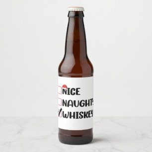 Étiquette Pour Bouteilles De Bière Naughty Nice Whiskey Père Noël Liste de Noël