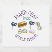 Étiquette Pour Bouteilles De Bière New Orleans Mardi Gras Beignet Beads Mask Po'Boy (Étiquettes simples)