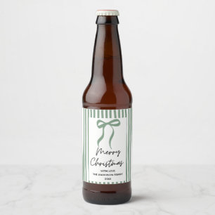 Étiquette Pour Bouteilles De Bière Noël joyeux nœud vert dessiné à la main