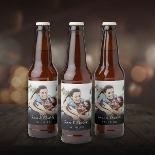 Étiquette Pour Bouteilles De Bière Nom de script de photo personnalisé minimaliste Da