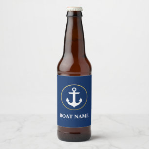 Étiquette Pour Bouteilles De Bière Nom du bateau nautique Ancre Blue Gold