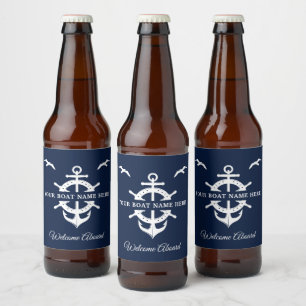 Étiquette Pour Bouteilles De Bière Nom du bateau personnalisé Ancre de roue du navire