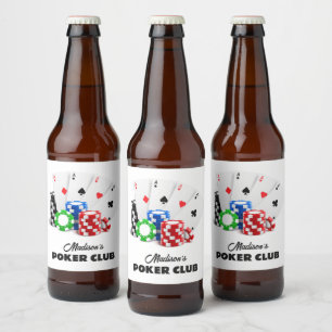Étiquette Pour Bouteilles De Bière Nom et texte personnalisés Poker / Casino