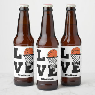 Étiquette Pour Bouteilles De Bière Nom personnalisé Basketball Love