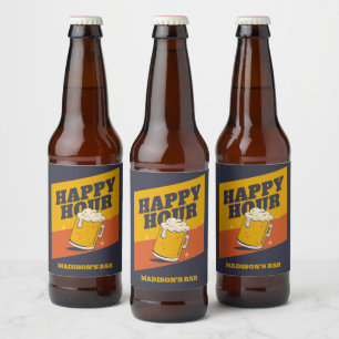 Étiquette Pour Bouteilles De Bière Nom personnalisé Bonne heure