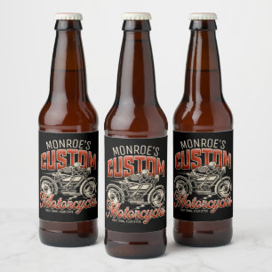 Étiquette Pour Bouteilles De Bière Nom personnalisé Skeleton Motorcycle Boutique