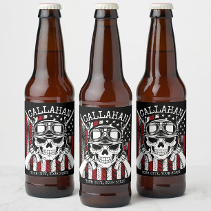 Étiquette Pour Bouteilles De Bière NOM personnalisé Soldat Crâne Double Armes USA Dra