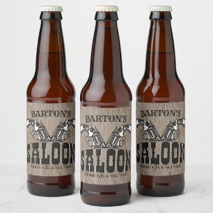 Étiquette Pour Bouteilles De Bière NOM PERSONNALISÉ Wild West Gun Revolver Saloon