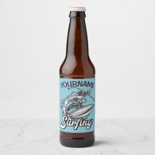 Étiquette Pour Bouteilles De Bière Noms PERSONNALISÉS Surfeur Grande Vague Squelette