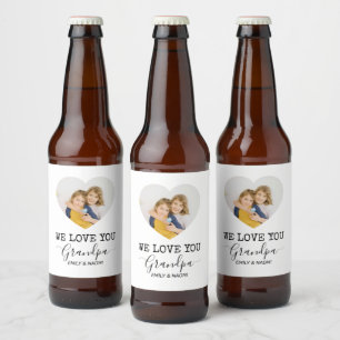 Étiquette Pour Bouteilles De Bière Nous Vous Aimons Grand-Père Étiquette de bouteil