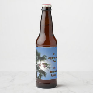 Étiquette Pour Bouteilles De Bière Nous Vous Apprécions Du Merci Familial Palm Tree