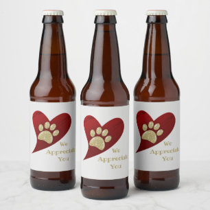 Étiquette Pour Bouteilles De Bière Nous Vous Apprécions Red Heart Gold Empreinte de p