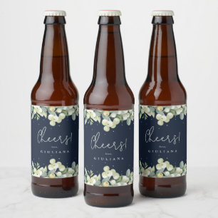 Étiquette Pour Bouteilles De Bière Nuit de marine Snowberry + Eucalyptus Enterrement