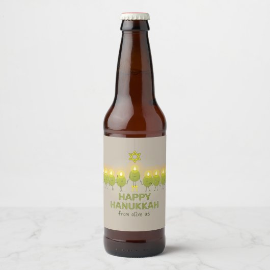 Étiquette Pour Bouteilles De Bière Olive Hanoukka Menorah (Devant)