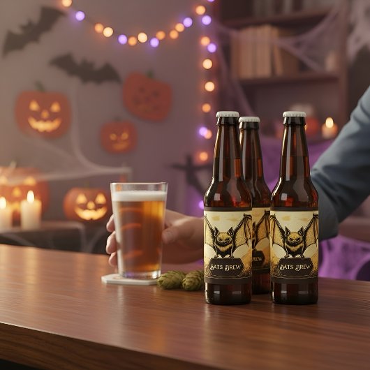 Étiquette Pour Bouteilles De Bière Or de chauve-souris vampire