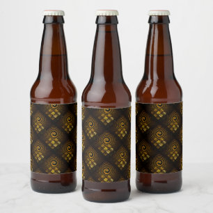 Étiquette Pour Bouteilles De Bière Or Moderne Boho Élégant Motif d'Art Abstrait #502