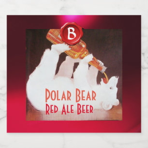Étiquette Pour Bouteilles De Bière OURS POLAIRE BUVANT DE LA BIÈRE Sceau de cire roug