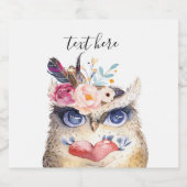 Étiquette Pour Bouteilles De Bière OWL, bohème, boho floral (Étiquettes simples)